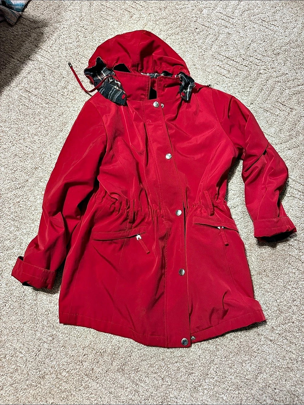 Liz Claiborne Plaid-Lined Utility Jacket in Red Size Medium